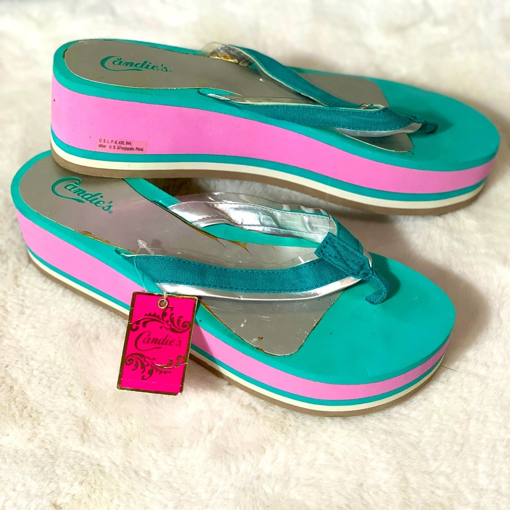 Candies wedge sandals pink and blue - Picture 3 of 10